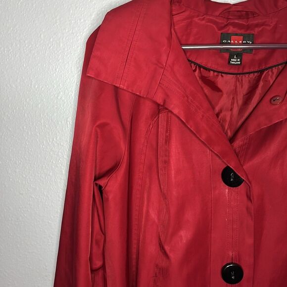 Gallery Red Maroon Button Front Medium Weight Hooded Jacket Size Large - Picture 8 of 12